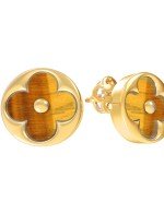 Серьги из лимонного золота 585 пробы c тигровым глазом