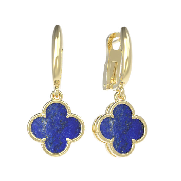 Серьги из лимонного золота c лазуритом