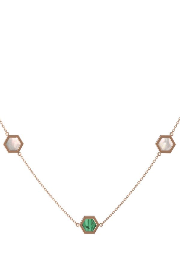 Колье из золота c малахитом и перламутром