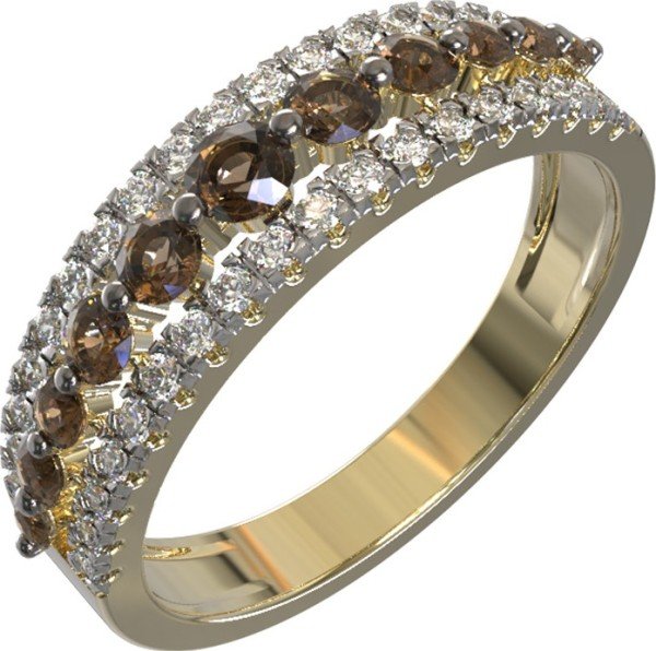 Кольцо из лимонного золота c бриллиантами