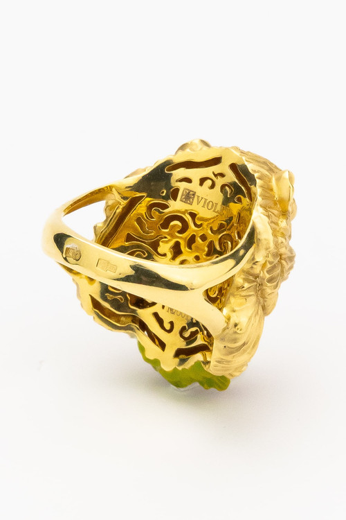 Кольцо из лимонного золота c эмалью