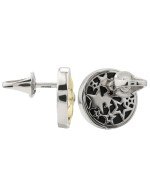 Серьги из белого золота 585 пробы c бриллиантами, ониксом и перламутром