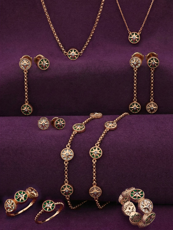 Серьги из золота c бриллиантами, малахитом и перламутром