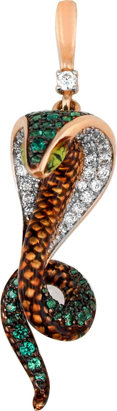 Подвеска из золота c эмалью и фианитом