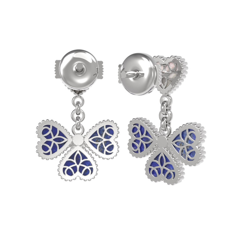 Серьги из белого золота c лазуритом и перламутром