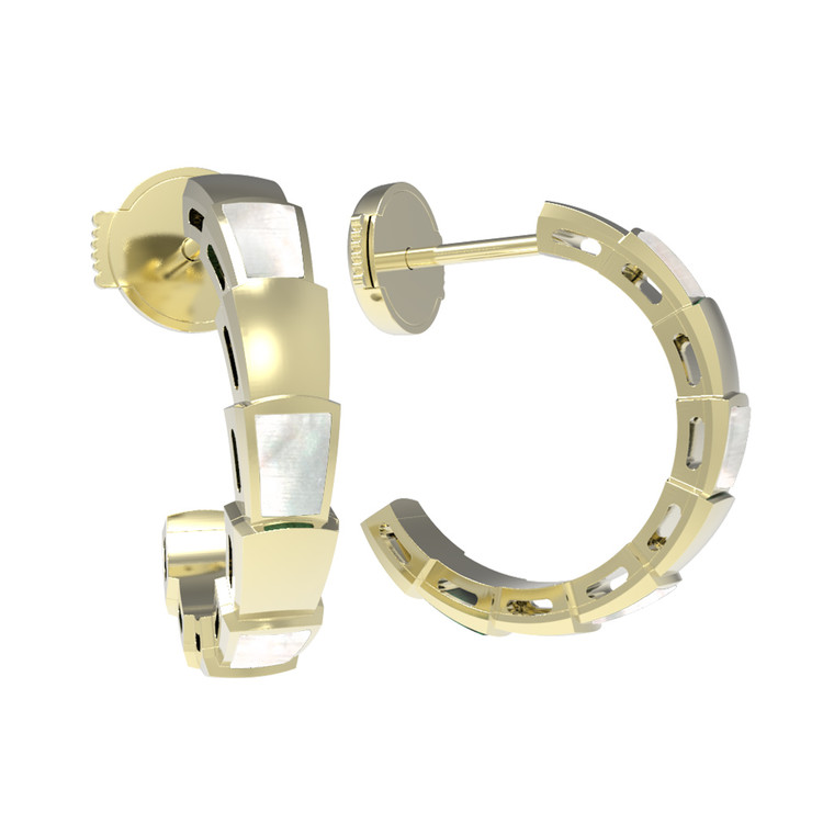 Серьги из лимонного золота c перламутром