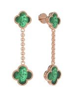 Серьги из золота 585 пробы c малахитом