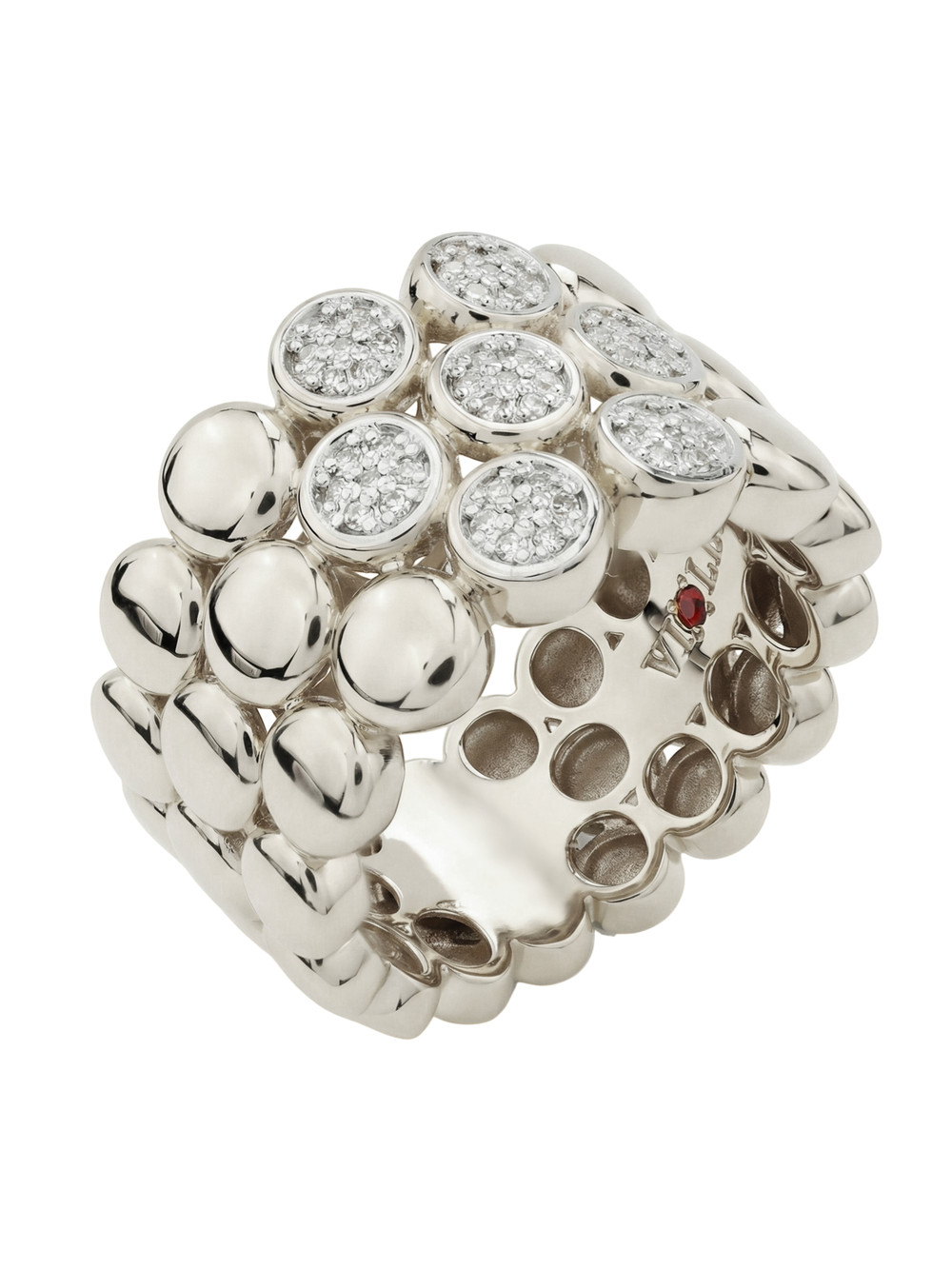 Кольцо из белого золота c бриллиантами и рубином