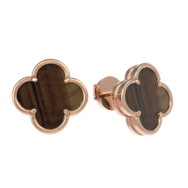 Серьги из золота c тигровым глазом