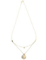 Колье из лимонного золота 585 пробы c бриллиантами и перламутром