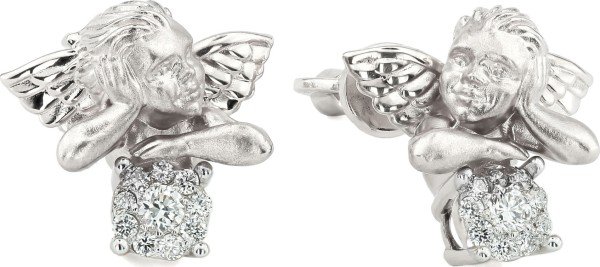 Серьги из белого золота 585 пробы c бриллиантами