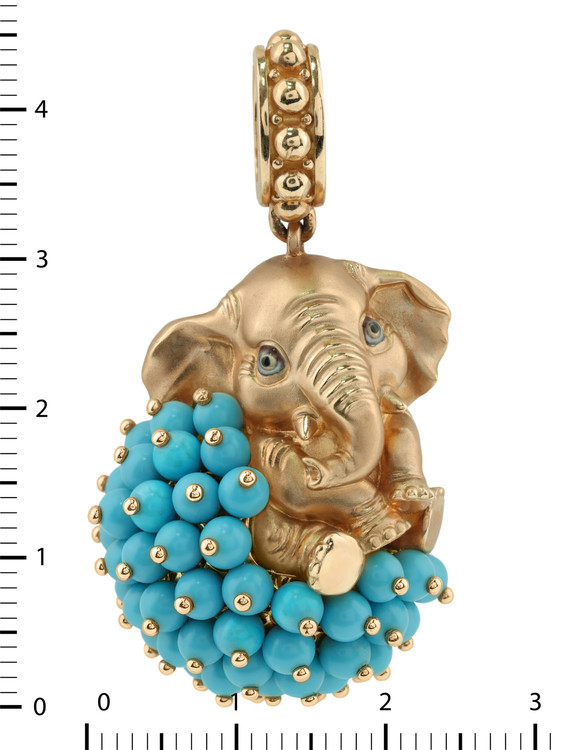 Подвеска из золота c эмалью и бирюзой