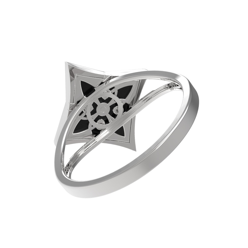 Кольцо из белого золота c ониксом