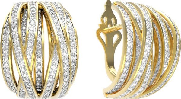 Серьги из лимонного золота 585 пробы c фианитом
