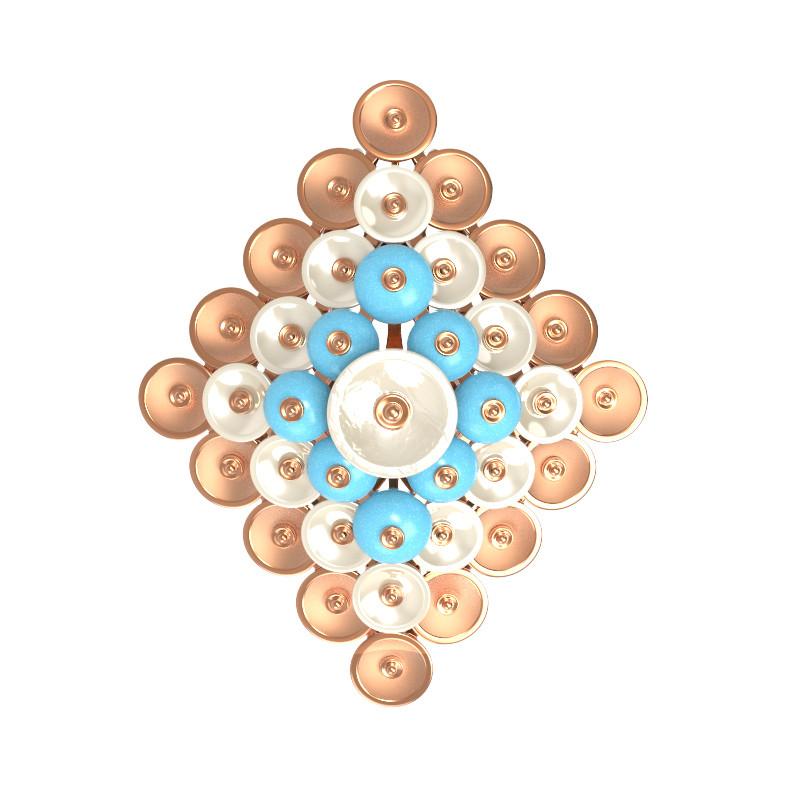 Подвеска из золота c бирюзой и перламутром