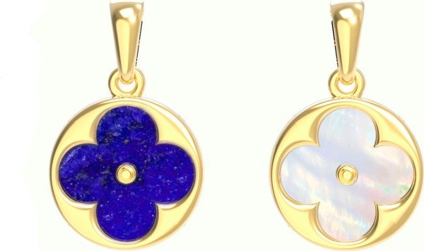Подвеска из лимонного золота c лазуритом и перламутром