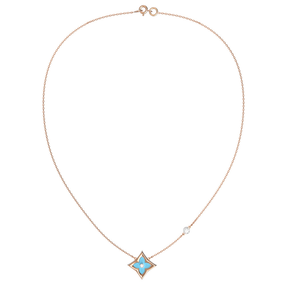 Колье из золота c бриллиантами и бирюзой