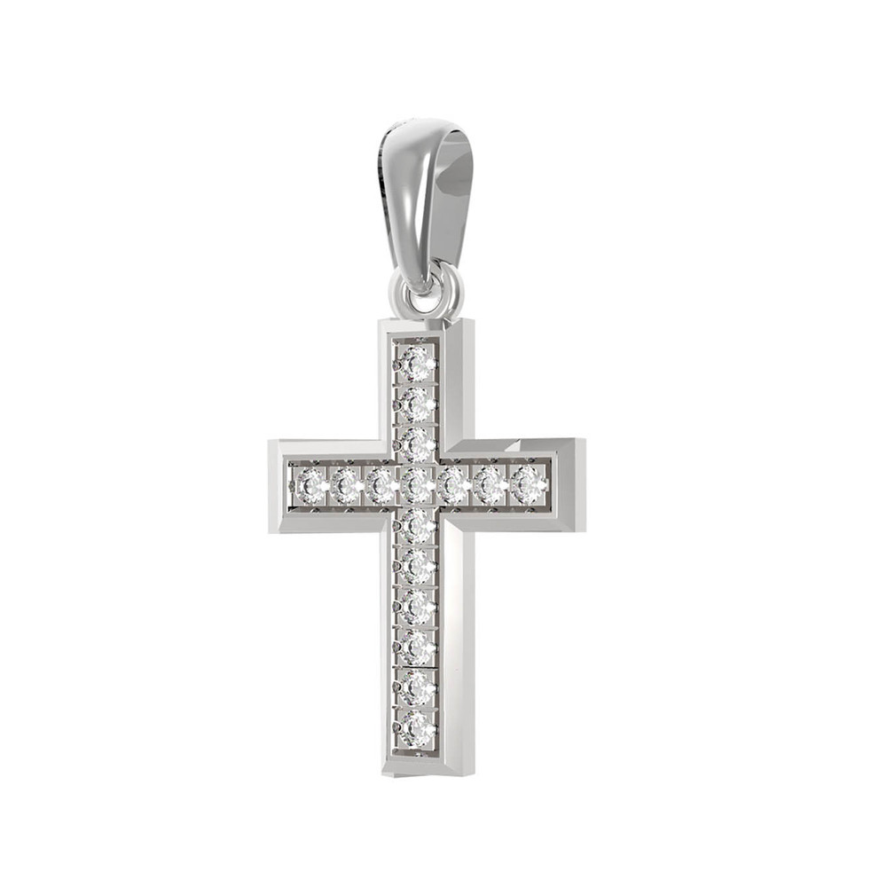 Крест из белого золота c бриллиантами