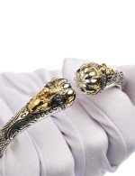 Браслет из серебра 925 пробы и золота 750 пробы c бриллиантами и рубином