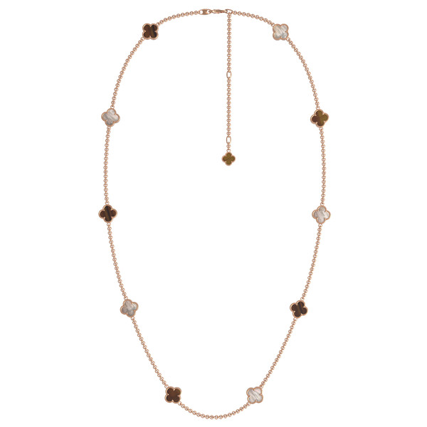 Колье из золота c тигровым глазом и перламутром