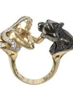 Кольцо из лимонного золота 585 пробы c фианитом