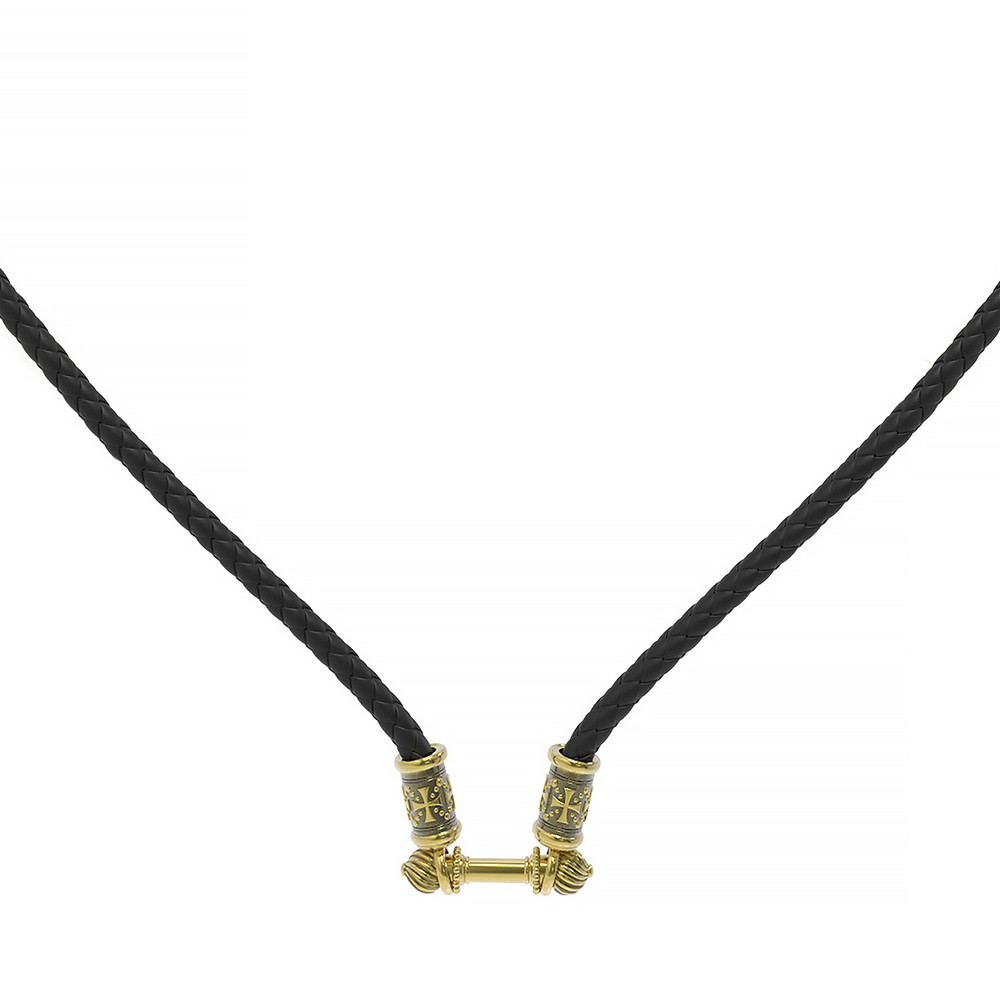 Гайтан из лимонного золота c кожаным шнурком