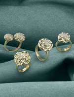 Кольцо из лимонного золота 585 пробы c бриллиантами