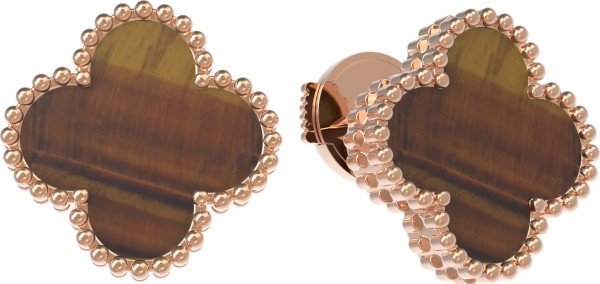 Серьги из золота 585 пробы c тигровым глазом