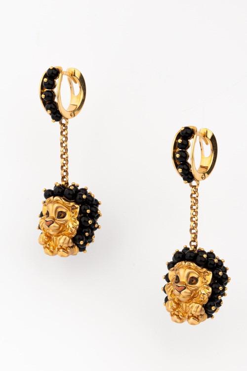 Серьги из золота c эмалью и ониксом