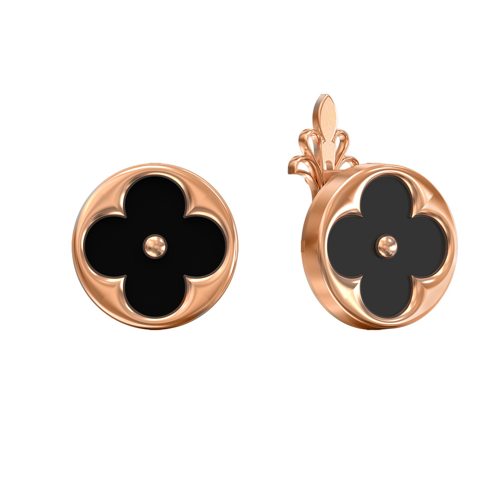 Серьги из золота c ониксом