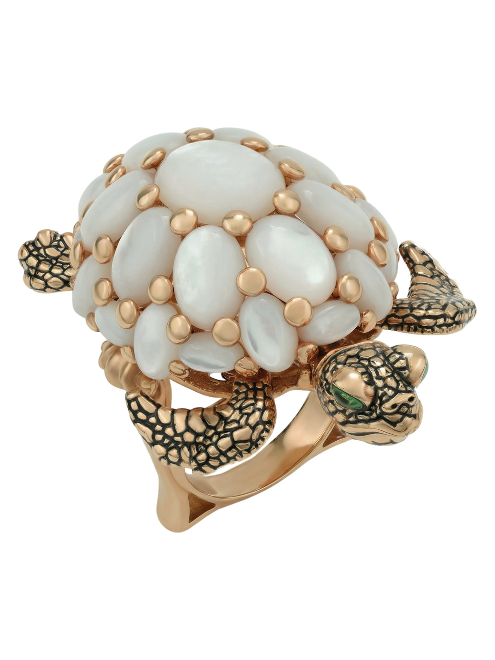 Кольцо из золота c эмалью и перламутром