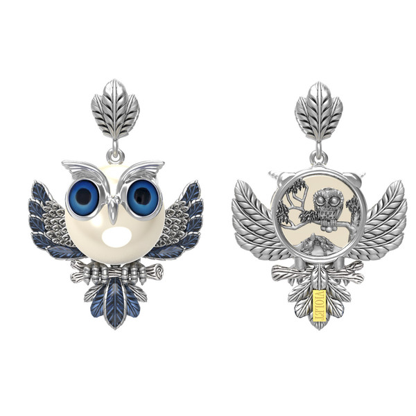 Подвеска из белого золота c эмалью и жемчугом