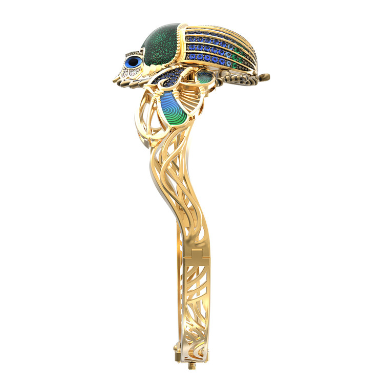 Браслет из лимонного золота c эмалью, фианитом, турмалином и эмалью