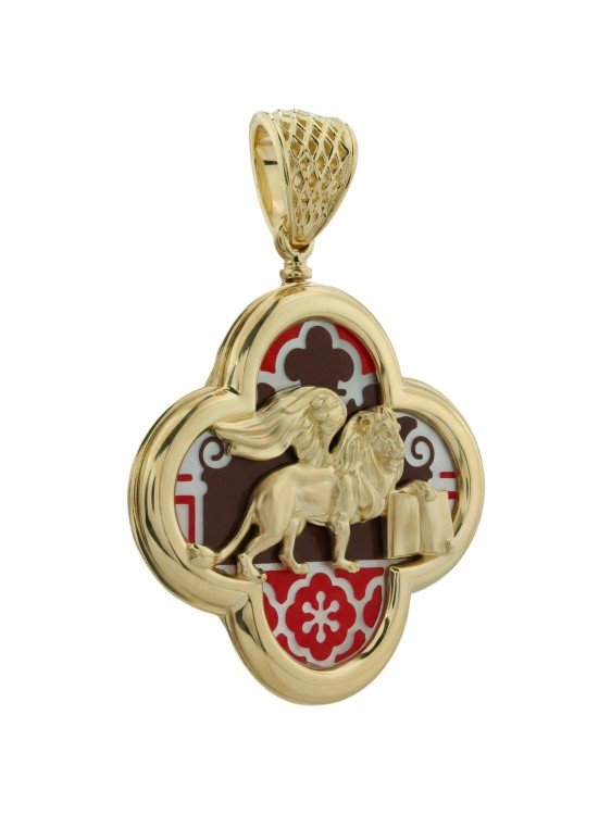 Подвеска из лимонного золота c эмалью и перламутром