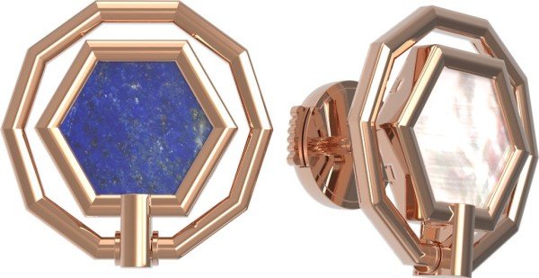 Серьги из золота 585 пробы c лазуритом и перламутром