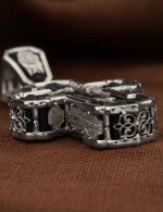 Крест из белого золота 585 пробы c эбеновым деревом