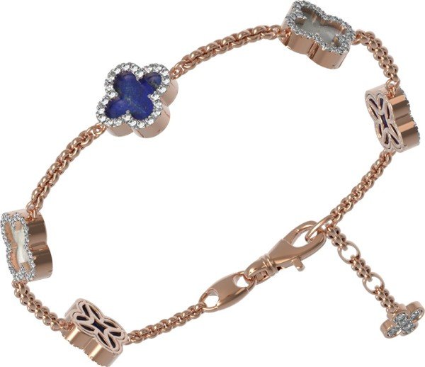 Браслет из золота c бриллиантами, лазуритом и перламутром