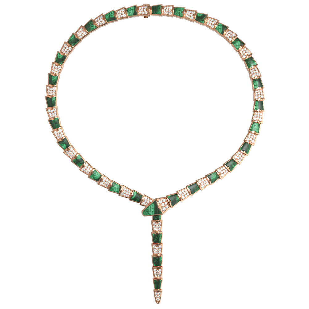 Колье из золота c бриллиантами и малахитом