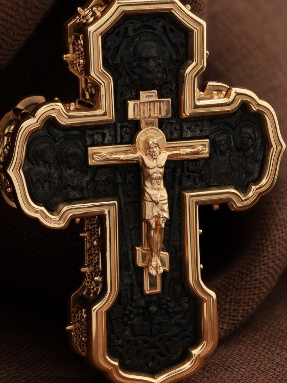 Крест из золота c эбеновым деревом