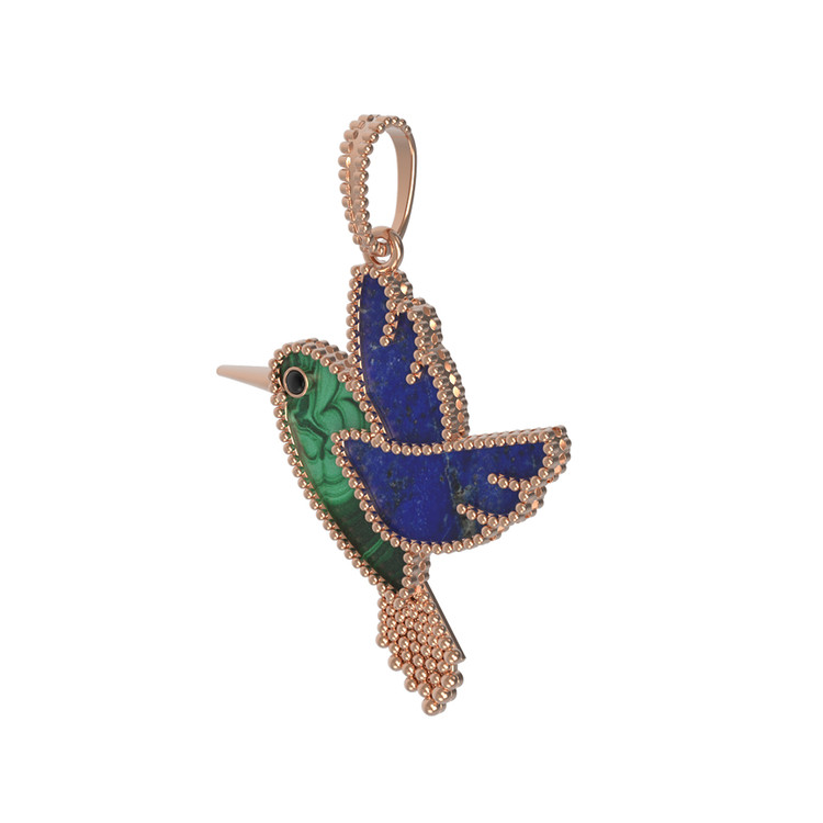 Подвеска из золота c эмалью, лазуритом и малахитом
