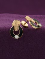 Серьги из золота 585 пробы c бриллиантами и ониксом