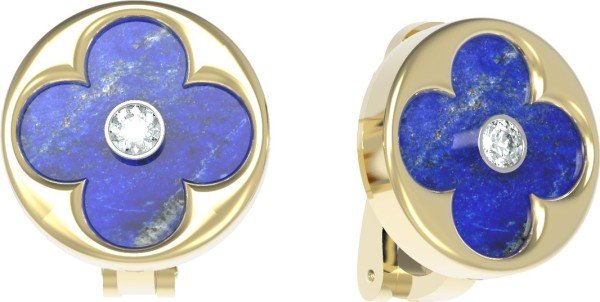 Серьги из лимонного золота c бриллиантами и лазуритом