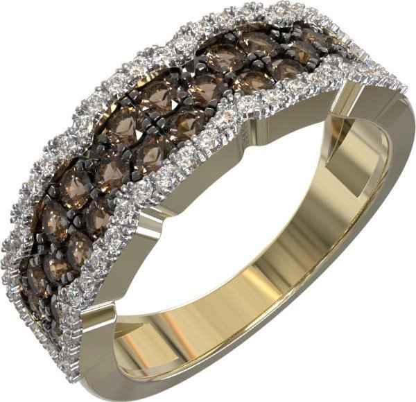 Кольцо из лимонного золота 585 пробы c бриллиантами