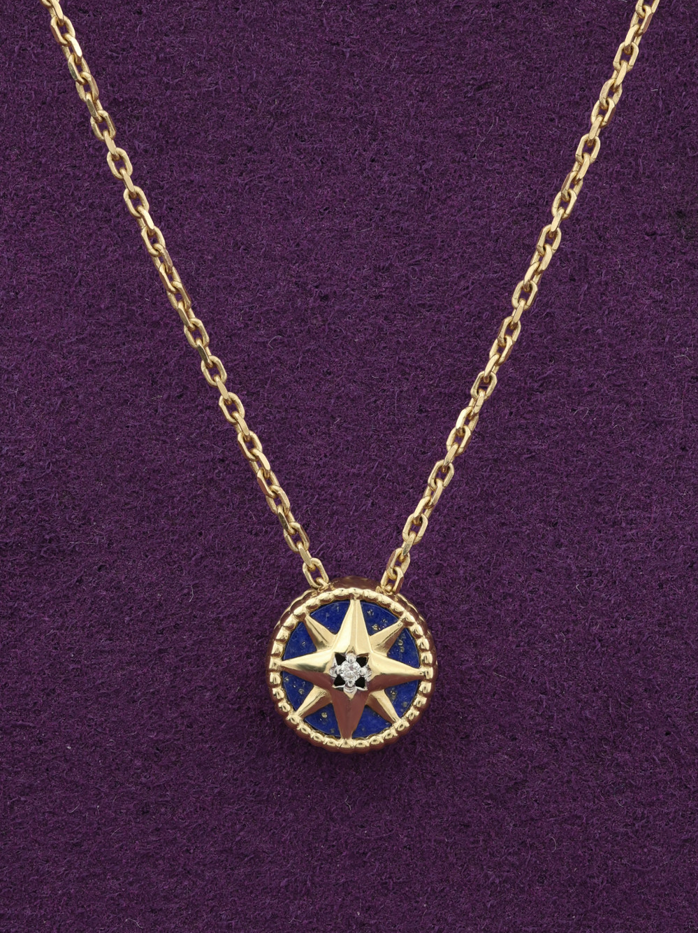 Колье из лимонного золота c бриллиантами и лазуритом