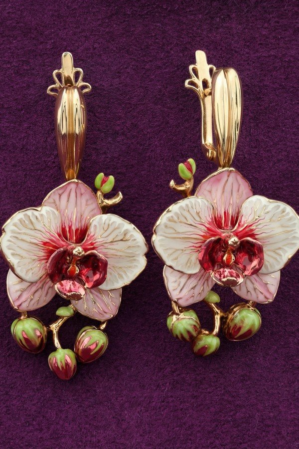 Серьги из золота c эмалью