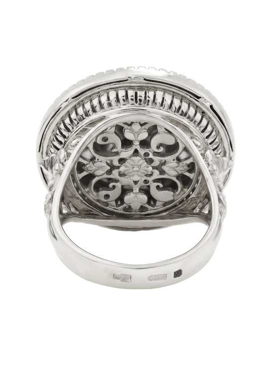 Кольцо из белого золота c эмалью