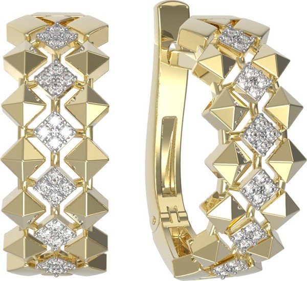 Серьги из лимонного золота 585 пробы c бриллиантами