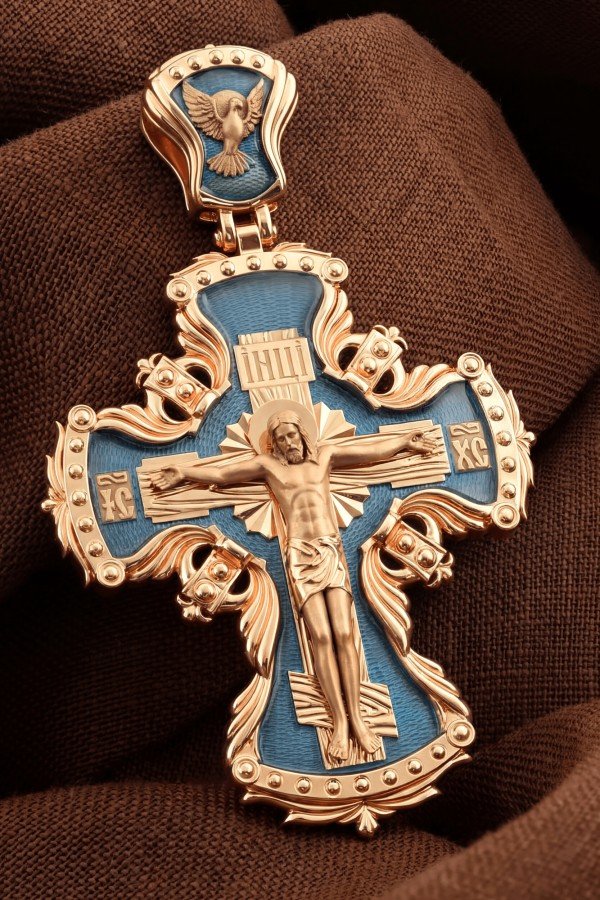 Крест из золота c эмалью