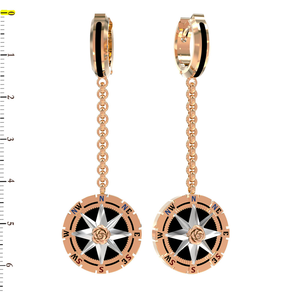 Серьги из золота c эмалью и ониксом