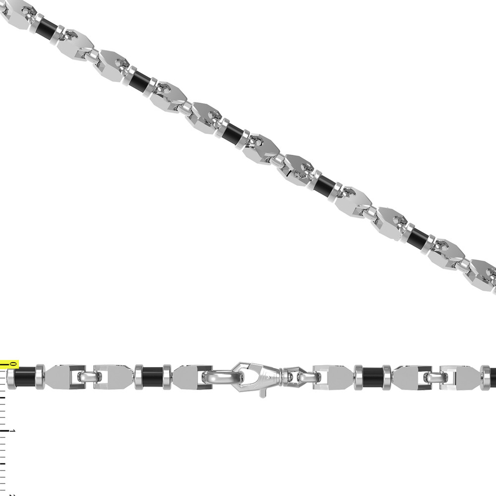 Цепь из белого золота c ониксом